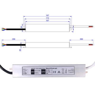 SAA-Zertifikat Slimline LED-Treiber 12V 30W wasserdicht Konstantspannung IP67